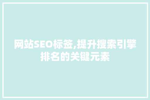 网站SEO标签,提升搜索引擎排名的关键元素