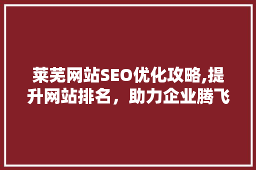 莱芜网站SEO优化攻略,提升网站排名，助力企业腾飞