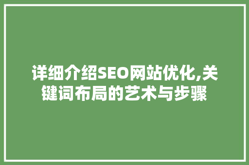 详细介绍SEO网站优化,关键词布局的艺术与步骤