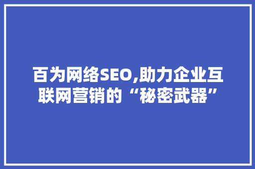 百为网络SEO,助力企业互联网营销的“秘密武器”