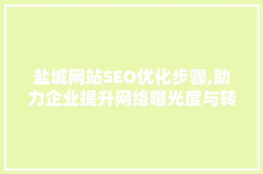 盐城网站SEO优化步骤,助力企业提升网络曝光度与转化率