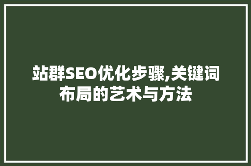 站群SEO优化步骤,关键词布局的艺术与方法