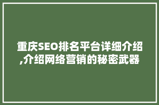 重庆SEO排名平台详细介绍,介绍网络营销的秘密武器