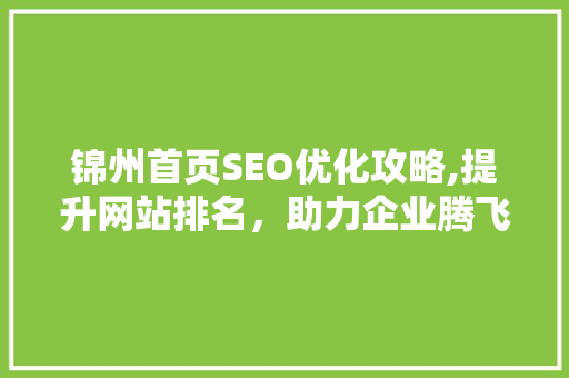 锦州首页SEO优化攻略,提升网站排名，助力企业腾飞