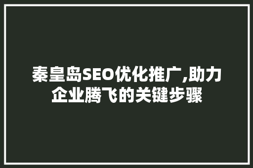 秦皇岛SEO优化推广,助力企业腾飞的关键步骤