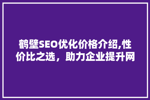 鹤壁SEO优化价格介绍,性价比之选，助力企业提升网络竞争力