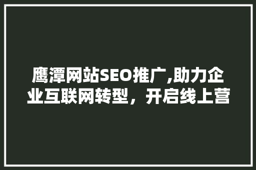 鹰潭网站SEO推广,助力企业互联网转型，开启线上营销新篇章