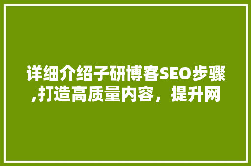 详细介绍子研博客SEO步骤,打造高质量内容，提升网站排名