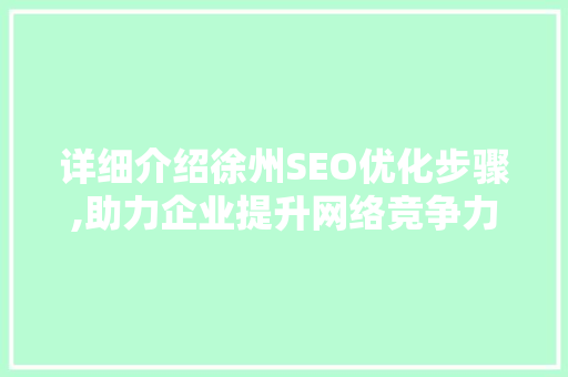 详细介绍徐州SEO优化步骤,助力企业提升网络竞争力