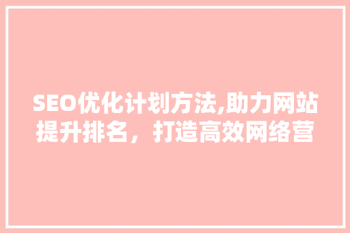 SEO优化计划方法,助力网站提升排名，打造高效网络营销步骤