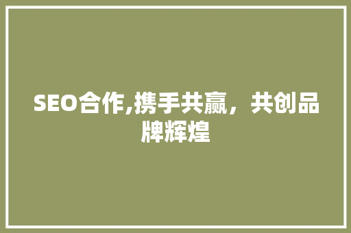 SEO合作,携手共赢，共创品牌辉煌