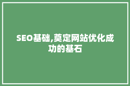 SEO基础,奠定网站优化成功的基石