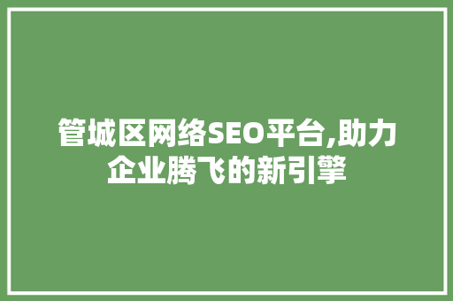 管城区网络SEO平台,助力企业腾飞的新引擎