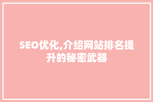 SEO优化,介绍网站排名提升的秘密武器