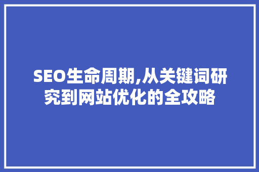SEO生命周期,从关键词研究到网站优化的全攻略