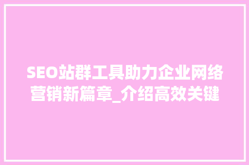 SEO站群工具助力企业网络营销新篇章_介绍高效关键词布局步骤