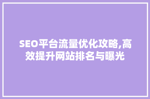 SEO平台流量优化攻略,高效提升网站排名与曝光