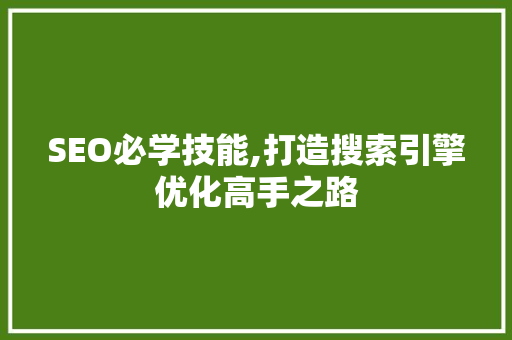 SEO必学技能,打造搜索引擎优化高手之路