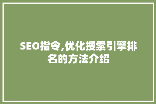 SEO指令,优化搜索引擎排名的方法介绍