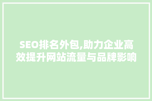 SEO排名外包,助力企业高效提升网站流量与品牌影响力