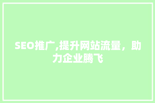 SEO推广,提升网站流量，助力企业腾飞