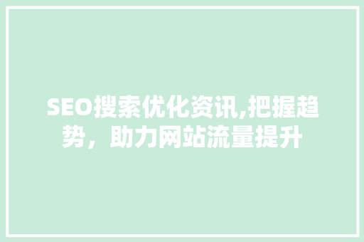 SEO搜索优化资讯,把握趋势，助力网站流量提升