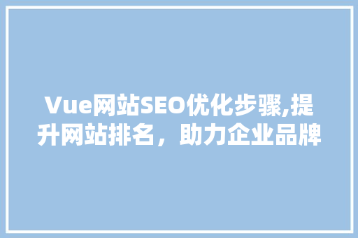 Vue网站SEO优化步骤,提升网站排名，助力企业品牌传播
