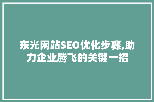 东光网站SEO优化步骤,助力企业腾飞的关键一招