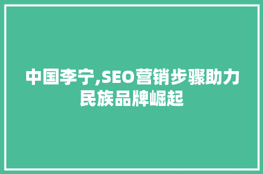 中国李宁,SEO营销步骤助力民族品牌崛起