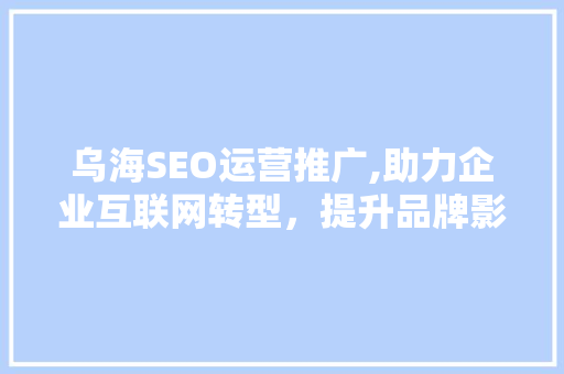 乌海SEO运营推广,助力企业互联网转型，提升品牌影响力
