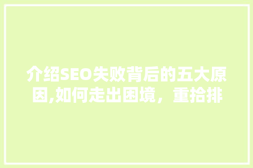 介绍SEO失败背后的五大原因,如何走出困境，重拾排名