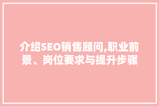 介绍SEO销售顾问,职业前景、岗位要求与提升步骤