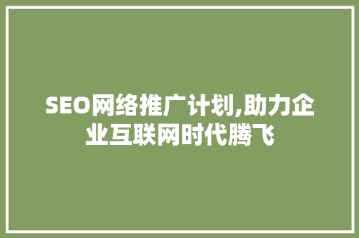 SEO网络推广计划,助力企业互联网时代腾飞