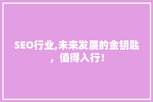 SEO行业,未来发展的金钥匙，值得入行！