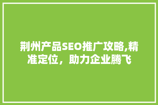 荆州产品SEO推广攻略,精准定位，助力企业腾飞