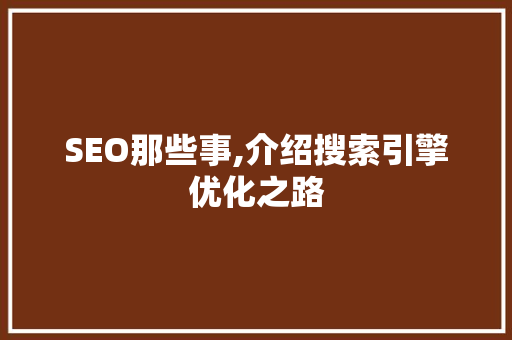 SEO那些事,介绍搜索引擎优化之路