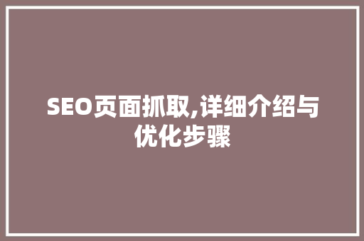 SEO页面抓取,详细介绍与优化步骤