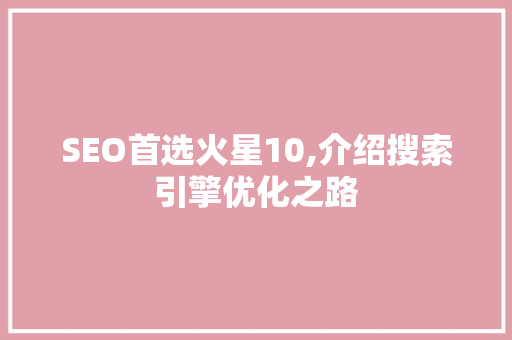SEO首选火星10,介绍搜索引擎优化之路