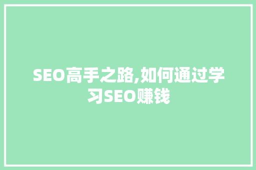 SEO高手之路,如何通过学习SEO赚钱