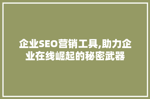 企业SEO营销工具,助力企业在线崛起的秘密武器