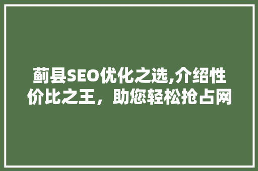 蓟县SEO优化之选,介绍性价比之王，助您轻松抢占网络高地