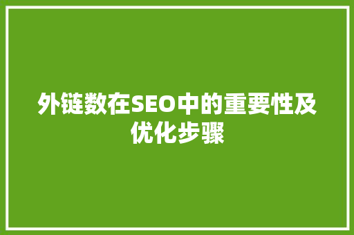 外链数在SEO中的重要性及优化步骤