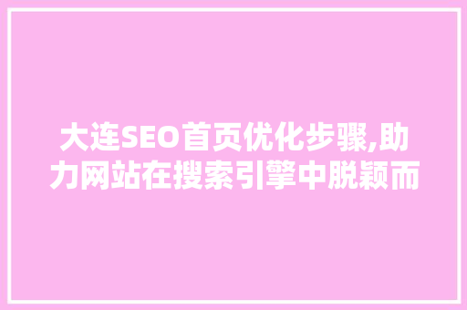 大连SEO首页优化步骤,助力网站在搜索引擎中脱颖而出