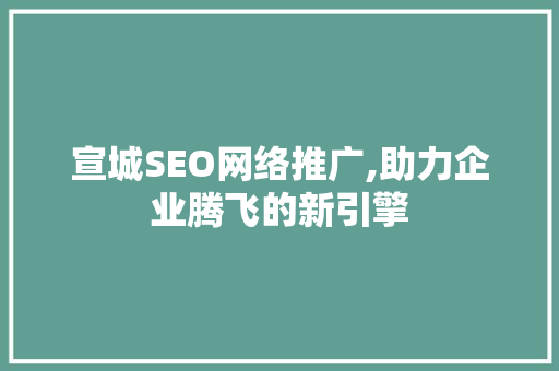 宣城SEO网络推广,助力企业腾飞的新引擎