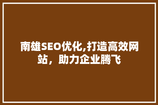 南雄SEO优化,打造高效网站，助力企业腾飞
