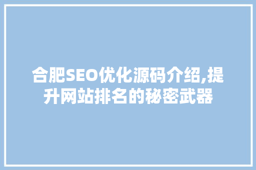 合肥SEO优化源码介绍,提升网站排名的秘密武器