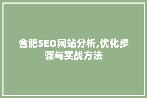合肥SEO网站分析,优化步骤与实战方法