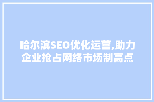 哈尔滨SEO优化运营,助力企业抢占网络市场制高点  第1张