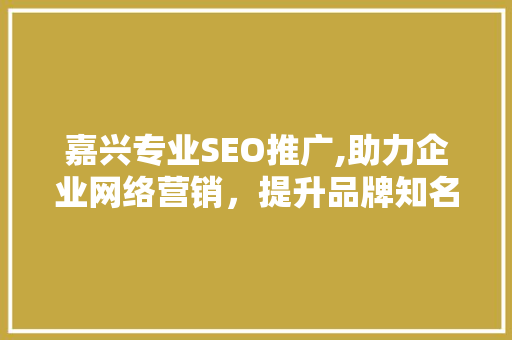 嘉兴专业SEO推广,助力企业网络营销，提升品牌知名度