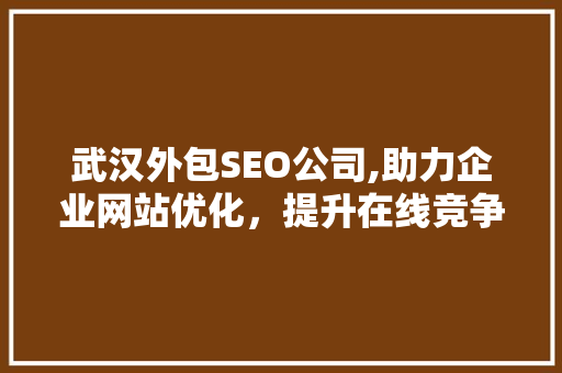 武汉外包SEO公司,助力企业网站优化，提升在线竞争力